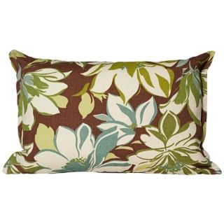 Sarah Brown Floral 17" Wide Outdoor Throw Pillow   #W6306