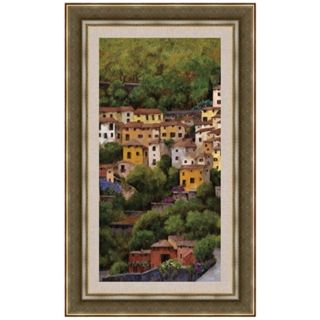 A Lakeside Town in the Hills 32" High Wall Art   #J5922