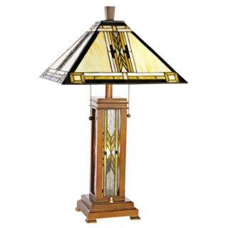 Walnut Mission Style with Night Light Table Lamp   #75090