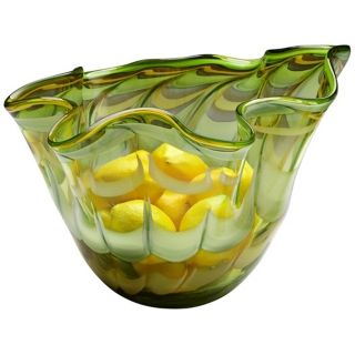 Medium Francisco Green and Yellow Glass Bowl   #V1509