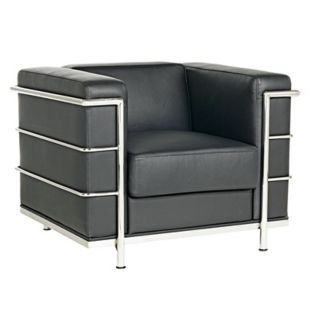 Zuo Fortress Black Leather Cube Arm Chair   #91027
