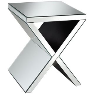 Veda Silver Mirror Accent Table   #W3348