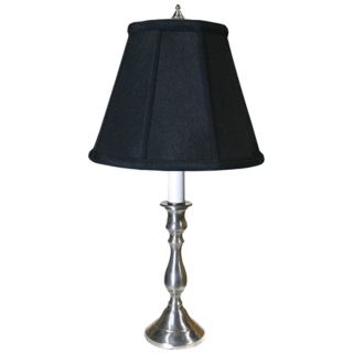 Pewter Black Shade Candlestick Table Lamp   #P3279