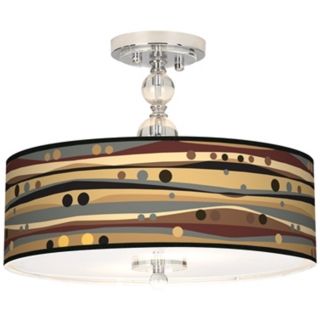 Natural Dots And Waves 16" Wide Semi Flush Ceiling Light   #N7956 P9893