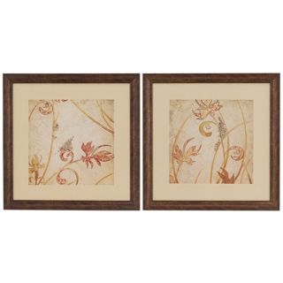 Set of 2 Leafy Botanical Matted Prints I and II Wall Art   #M1154 M1155