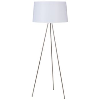 Lights Up Weegee Nickel With White Linen Shade Floor Lamp   #T2906