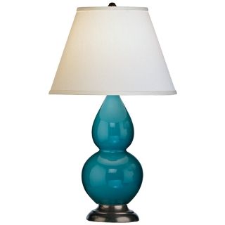 Robert Abbey 22 3/4" Peacock Blue Ceramic and Bronze Lamp   #G6674