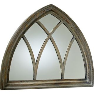 Ophelia 32" Wide Distressed Gray Arched Wall Mirror   #X7232