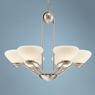 Contemporary Curves 28" Wide Nickel and Glass Chandelier   #V8315