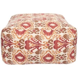 Red Clay Ikat 24" Wide Surya Pouf Ottoman   #Y3035