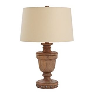 Ethan Natural Wood and Iron Stud Table Lamp   #M6059