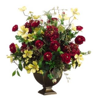 Burgundy and Yellow Faux Flower Arrangement   #M3498