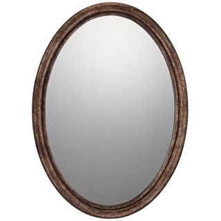 Quoizel Wolcott 30" High Dark Silver Oval Mirror   #X5896