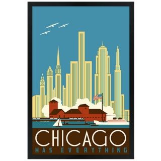 Chicago 30" High Black Rectangular Giclee Wall Art   #M8639 N2273