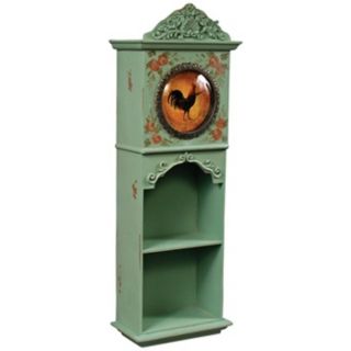 Papillon Antique Green 27" High Rooster Clock   #V5379