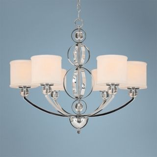 Cerchi Chrome and Etched Opal Glass 28 1/2" Wide Chandelier   #U8737