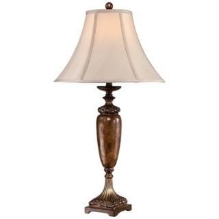 Petite Vase with Light Tan Shade Bronze Table Lamp   #V0800