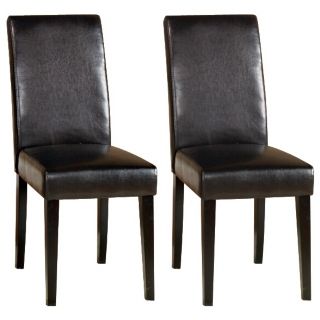 Set of Two Dark Brown Leather Side Chairs   #J4490