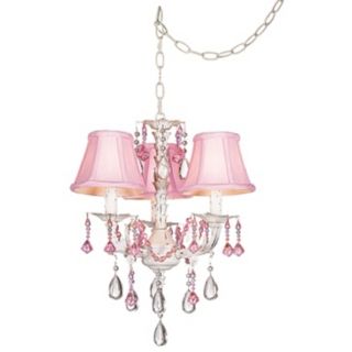 Pretty in Pink Swag Style Plug In Mini Chandelier   #27319