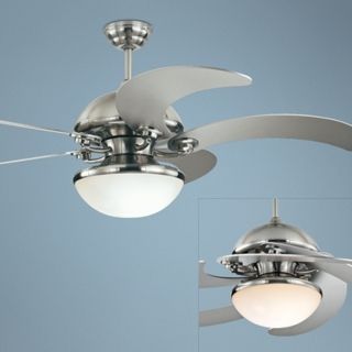 52" Monte Carlo Centrifica Brushed Steel Ceiling Fan Light   #U5996