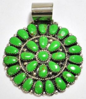 Green Turquoise Cluster Sterling Silver Pendant   Juliana Williams