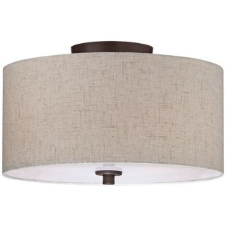 Bronze with Off White Shade14" Wide Ceiling Light Fixture   #T9640
