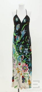 Julie Brown Black Multicolor Print Silk Maxi Dress Size S