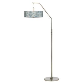 Ivory/Blue Tapestry Giclee Shade Arc Floor Lamp   #H5361 H8209