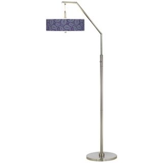 Purple Paisley Linen Giclee Arc Floor Lamp   #H5361 T8141