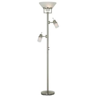 Brushed Nickel Two Swing Arm Torchiere Floor Lamp   #05080