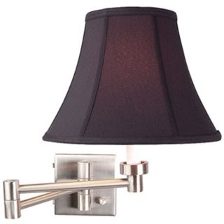 Brushed Steel Black Stretch Shade Plug In Swing Arm Wall Lamp   #20762 77302