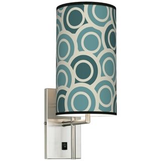 Blue/Green Circles Banner Giclee Plug In Sconce   #K0515 K4551