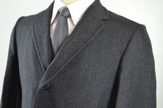 Vintage Hart Schaffner Marx Mens Charcoal Herringbone 100% Wool