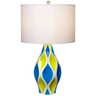 Mid Century Cool Lime Green and Aqua Blue Table Lamp   #X3437