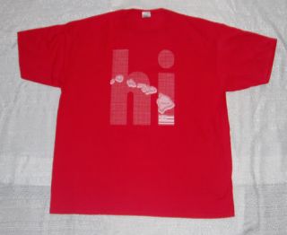 New Red XL Hawaii Hi Grid T Shirt w Hawaiian Islands