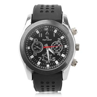 USD $ 7.12   Mens Silicone Analog Quartz Wrist Watch V3 (Black),