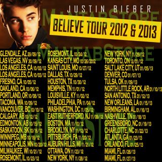 Justin Bieber Believe Tour Date 2012 2013 Tickets New Tee T  Shirt S M