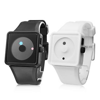 Pair of Fashionable Silicone Style Wrist Watches (Black and White)