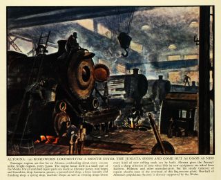 1936 Print Juniata Altoona Charles Burchfield Train Art Railroad Rail