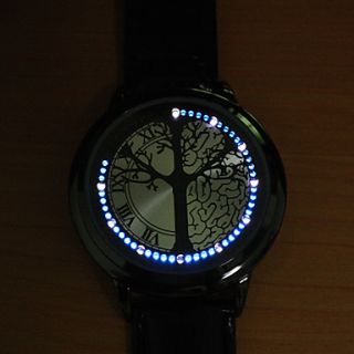 EUR € 11.95   Relógio LED com Correia em Pele, Frete Grátis em