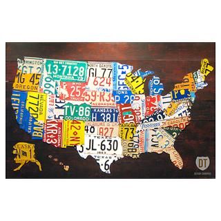 Wall Art  Posters  United States License Plate Map