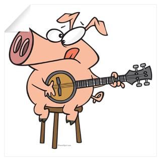 Wall Art  Wall Decals  funny pig playing a banjo