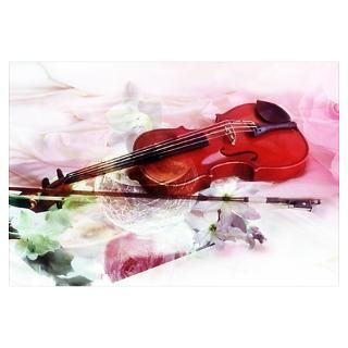 Wall Art  Posters  Close up of a violin and flowers