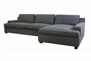 Kass Slate Gray Fabric Modern Sectional Sofa