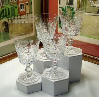 Jenkins England Katherine Pinwheel Crystal 5 7 8 Water Goblets
