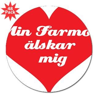 Grandma Loves Me (Swedish) 3 Lapel Sticker (48 pk for