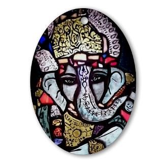 Ganesh Ornament (Oval) > Stained Glass Creations by Jessica Joy Myers