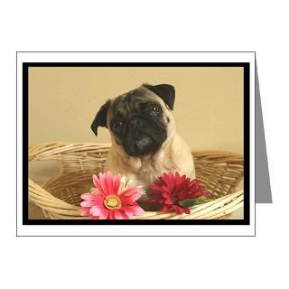 > Funny Pug Note Cards > Pug and Flowers Note Cards (Pk of 10