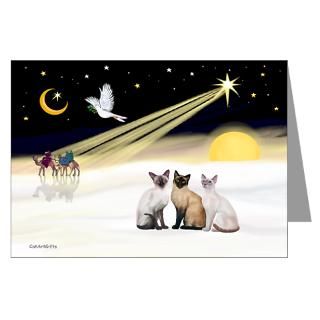 Greeting Cards  XmasDove 3 Siamese cats Greeting Cards (Pk of 20