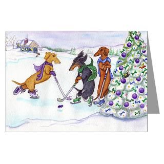 Christmas Greeting Cards > Ice Hockey Dachsies Christmas Cards (20